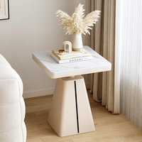 Table basse mobile en métal style crème avec plateau en ardoise, durable, moderne, pour salon, petite table carrée, mobilier de maison créatif