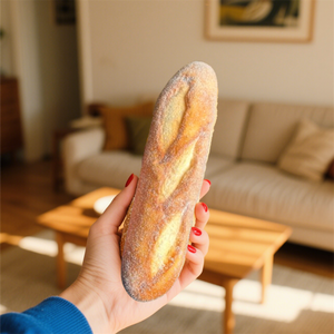 Pâte à pain baguette française parfumée à la noix de coco, levure en poudre, garniture au fromage, décoration de surface, pâte à sucre, sirop, modèle faux - Product Image 1