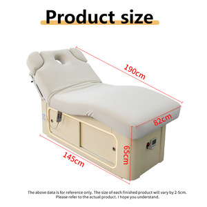 Cama de masaje de salón de belleza <span class=keywords><strong>Beige</strong></span> de lujo con 2 motores, función de calefacción, cama de masaje cosmético, cama de Spa Facial eléctrica - Product Image 6