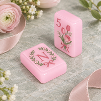 Tuiles de Mahjong en résine rose pastel personnalisées, sensation premium au toucher, pièces de jeu de Mahjong en résine