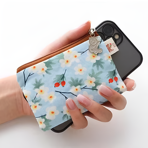 Mini Cartera Unisex de Bolsillo con Diseño Floral Fresco, Tela <span class=keywords><strong>Oxford</strong></span>, Cierre de Cremallera, Almacenamiento de Tarjetas y Monedas en PU Suave, Portátil para Estudiantes - Product Image 4