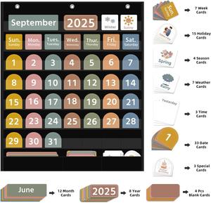 Calendario mensual grande estilo bohemio, tabla de bolsillo, tabla meteorológica para actividades de aprendizaje de estudiantes en el aula, preescolar y en casa. - Product Image 4