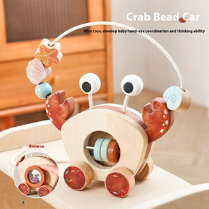 Cubo de actividades sensoriales Montessori de madera con laberinto de cuentas de cangrejo, coche de empuje, <span class=keywords><strong>juguete</strong></span> para bebés y niños pequeños, bloques de construcción ecológicos sin BPA - Product Image 1