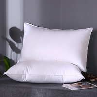 Oreiller de lit en duvet et plumes de canard blanc 100% coton, motif uni, anti-duvet, fermeté moyenne et ferme pour le soutien du cou