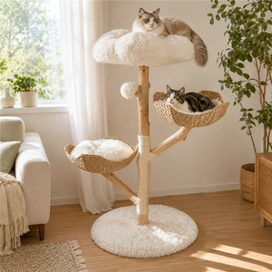 <span class=keywords><strong>Arbre</strong></span> <span class=keywords><strong>à</strong></span> <span class=keywords><strong>chat</strong></span> pour salon, unique, en <span class=keywords><strong>bois</strong></span> véritable et paille tressée <span class=keywords><strong>à</strong></span> la main, avec plateformes <span class=keywords><strong>à</strong></span> plusieurs niveaux, fournisseur certifié BSCI - Product Image 1