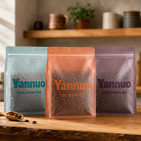 Bolsas de Plástico Personalizadas para Granos de Café, Mate, Esmeriladas, Transparentes, con Fondo Plano, Translúcidas, de 250G, con Válvula y Cierre