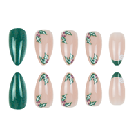 Faux ongles à presser Noël Flocon de neige Amande moyenne Vert faits à la main pour les fêtes d'hiver Fournisseur en gros