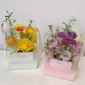 Toptan destek özel buketleri ambalaj kutusu seni seviyorum geri dönüşümlü çiçek kağıdı şeritli kutular