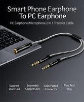 Adaptateur répartiteur de casque CableCreation 3,5 mm femelle vers double mâle avec gaine en PVC pour voiture et ordinateur