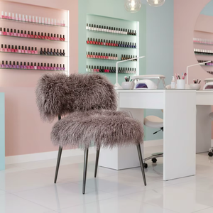 Silla de Comedor Moderna de Lujo con Piel Sintética de Cordero para Salón de Belleza de Diseño, Suite Ejecutiva de Hotel <span class=keywords><strong>Boutique</strong></span> y Rincón de Estudio en Casa de Lujo - Product Image 2