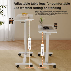 Mesa Auxiliar Móvil con Portavasos y Ruedas con Bloqueo, Escritorio con Ajuste Neumático de Altura <span class=keywords><strong>para</strong></span> Uso en Casa con Laptop y <span class=keywords><strong>para</strong></span> Estudiar - Product Image 3