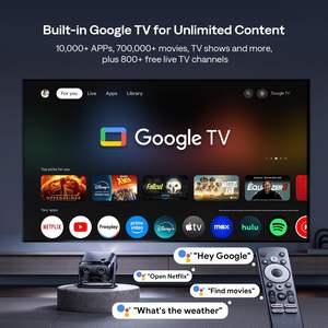 <span class=keywords><strong>Mini</strong></span> Proyector Inteligente BOOM de 500 Lúmenes ANSI con <span class=keywords><strong>Google</strong></span> TV, Compatible con 4K, Altavoces de 20 W, Audio Dolby, Enfoque en Tiempo Real y Corrección Trapezoidal - Product Image 2