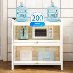 Estante de almacenamiento de cocina multifuncional, puertas de armario de pie de acero al carbono para cuencos, palillos, plato, organización de herramientas - Product Image 4