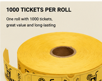 Billets de tombola à double perforation, faciles à déchirer, imprimés flexographiquement, en papier couché de haute qualité, étiquettes jaunes 2x1 pouces pour
