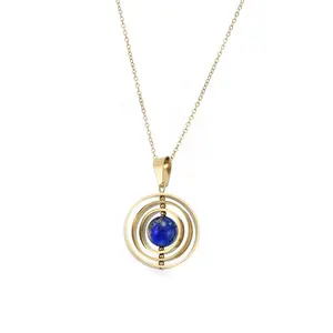 Yiwu Duoqu Stainless Steel Newest Designer Jewelry Unique Global Bead Inside Flat Surface Blank Tri Ring Rotate Necklace