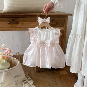ชุดเดรสเจ้าหญิงฤดูร้อน แขนบานหวาน น่ารัก สำหรับเด็กผู้หญิงแรกเกิด ฉลองวันพระจันทร์เต็มดวง ฉลองครบ 100 วัน ฉลองวันเกิดครบรอบ 1 ปี ผ้าฝ้าย 100% รุ่น D1878 - Product Image 2