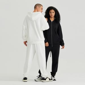 Oversized Solid <b>Hoodie</b> 330gsm Drop Shoulder Baggy Zip Up Custom Fabric - Product Image 3