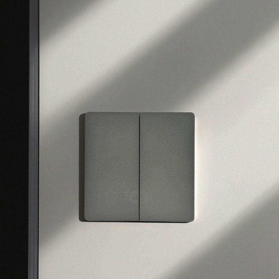 VNX Grey Electric Switches Home Custom 2 Gang 2 Way Wall Light Switch 86 Type Panel Universal UK Standard Switch
