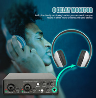 Audiophile 2x2 24-Bit/192kHz USB Audio Interface Midas Mic Preamplifiers Mini Amplifier untuk Pertunjukan Panggung Kartu Suara Metal