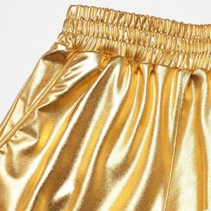 Shorts Métalliques Femme FOXA Taille Élastique Satin Brillant Style Rave avec Poches 100% Polyester - Product Image 5