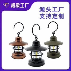 Lanterne de camping à LED alimentée par batterie, suspendable, portable, étanche, en matériau ABS, avec interrupteur à bouton-poussoir - Product Image 1