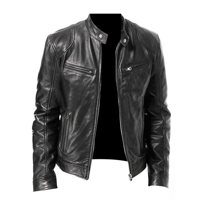 OEM Custom Wholesale Winter Coats Black Racing Motorcycle Men's Leather Jackets