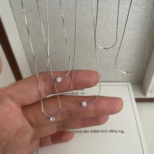 Collier en argent pur S925, perles fines, simple, polyvalent, perles multi-faces, fleur de voiture, chaîne simple, surface découpée, scintillant - Product Image 4