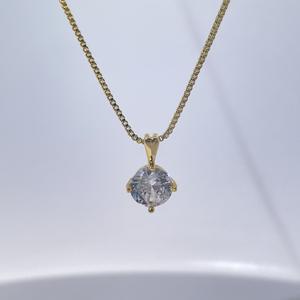 สร้อยคอจี้เพชรซิคอนชุบทองคำขาว Tianyu Gems สำหรับผู้หญิง สไตล์มินิมอล เรียบหรู ประดับเพชรเม็ดเดี่ยว ตัวเรือนแบบกรงเล็บ ของขวัญเครื่องประดับ - Product Image 1