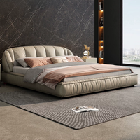 Luxuriöses Modernes Minimalistisches Bett mit Nappaleder-Bezug Kiefernholz-Stahlrahmen Stauraum-Hauptschlafzimmerbett BTLB069 für Zuhause oder Hotel