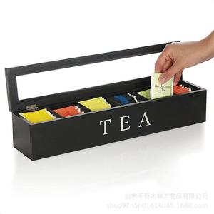 กล่องเก็บชาไม้ 43x9x8.7 ซม. ทรงสี่เหลี่ยมพร้อมช่องสำหรับจัดเก็บชา กาแฟ แคปซูล และเครื่องประดับ - Product Image 3