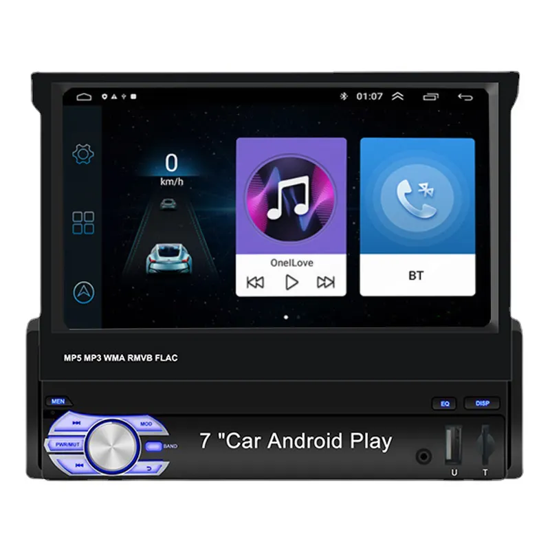 Digital Media Car Radio Touch Screen Display Autoradio Mp5 Video Multimedia Car Stereo schermo retrattile 1 Din lettore Dvd per auto