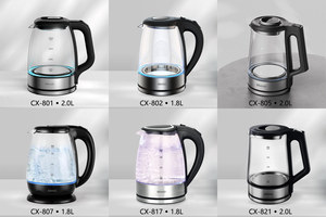 Nhà khách sạn thiết bị điện thép không gỉ sưởi ấm nước nóng trà nóng không dây thủy tinh Ấm đun nước điện với màu xanh LED ánh sáng - Product Image 5