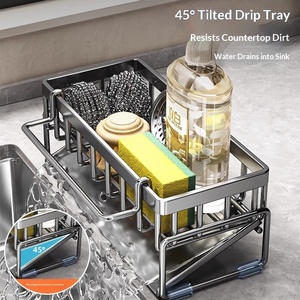 Escurridor de Fregadero con Organizador de Platos y Almacenamiento de <span class=keywords><strong>Detergente</strong></span>, Solución de Almacenamiento Metálica Imprescindible - Product Image 1