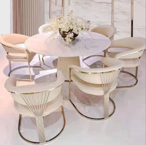 Chaise de salle à manger en velours nordique Meubles d'intérieur de luxe Fauteuils de restaurant Chaises de loisirs en <span class=keywords><strong>acier</strong></span> inoxydable doré pour salle à manger - Product Image 1