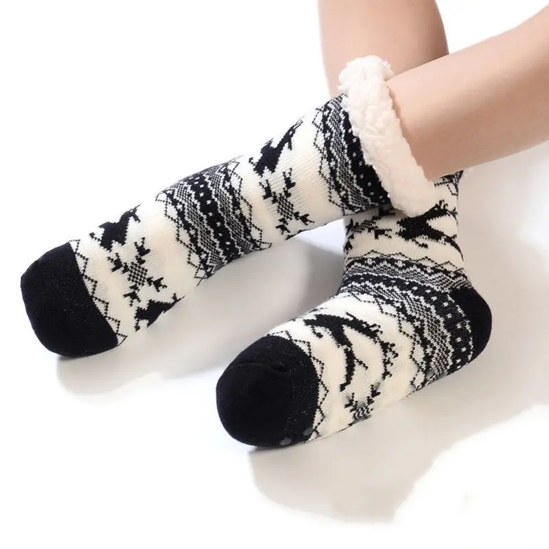 Womens Winter Warm Christmas Anti-Rutsch-Slipper-Socke Weiche gemütliche Fuzzy Fleece Gripper-Socken