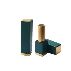 wholesale custom logo magnet square unique dark green luxury 12.1mm empty lipstick container tube packaging lip balm tube