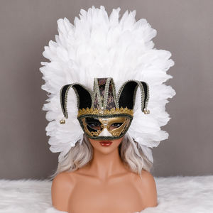 أقنعة ريش ملونة أصلية للبالغين، خفيفة الوزن ومريحة، صنع في الصين، متوفرة للكرنفال وماردي غرا - Product Image 3