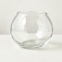 Vase en verre rond transparent en gros, vase en verre multi-usages et porte-bougie, vente directe d'usine, logo personnalisé accepté