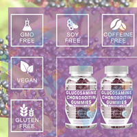 Complément alimentaire végétalien pour les articulations SUNI Private Label, gommes pour les os et les articulations, gommes à la glucosamine et à la chondroïtine pour le soutien des articulations