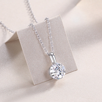 Dropshipping Factory Jewelry Gemstone Pendant Necklace 2ct Round Gem Chain Moissanite Charm Necklace Fine Women Silver Necklace