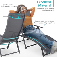Chaise longue pliante de jardin avec dossier réglable en 6 positions, tissu respirant