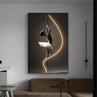 Art mural en cristal illuminé, silhouette de femme monochrome, portrait de danseuse, pour salon, chambre, hôtel, décoration