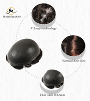 Prothèse Capillaire pour Homme Ultra Fine de Haute Qualité, Fait Main en Cheveux Humains, Toupet Naturel avec Base en PU Souple
