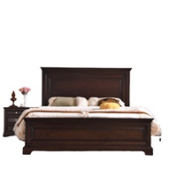 Lit double de 1,8 m en bois massif couleur noyer, style vintage américain de luxe, style français du milieu du siècle, pour villa