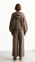 Cardigan zippé à capuche tricoté en cachemire de mode d'hiver pour femmes et pantalon à jambes larges ensemble de survêtement vêtements de détente