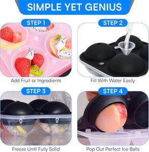 BHD Reusable <b>Silicone</b> Ice Ball Maker Mold Customized Black BPA-Free Ice Sphere Tray Ice Cream Maker <b>Tools</b> with Free Sample - Product Image 4