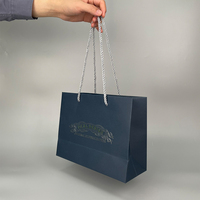 Tas Hadiah Mewah Sacola De Papel Logo Kustom Biru Tua Bunga Bolsa Saco Tas Kertas Kardus Retail
