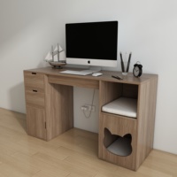 Bureau d'ordinateur multifonctionnel avec niche pour chat intégrée |   3 tiroirs de rangement |   Bois multicouche 120x60x75cm