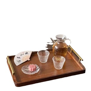 Solid Wood <b>Tea</b> <b>Tray</b> With Handles Walnut Color Serving <b>Tray</b> For <b>Tea</b> Set And Drinks Hotel Coffee Use - Product Image 5