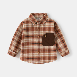 Chemise à carreaux pour bébé garçon, T-shirt boutonné à manches longues avec poche, tenue d'automne et de printemps pour enfants de 1 à 6 ans - Product Image 2